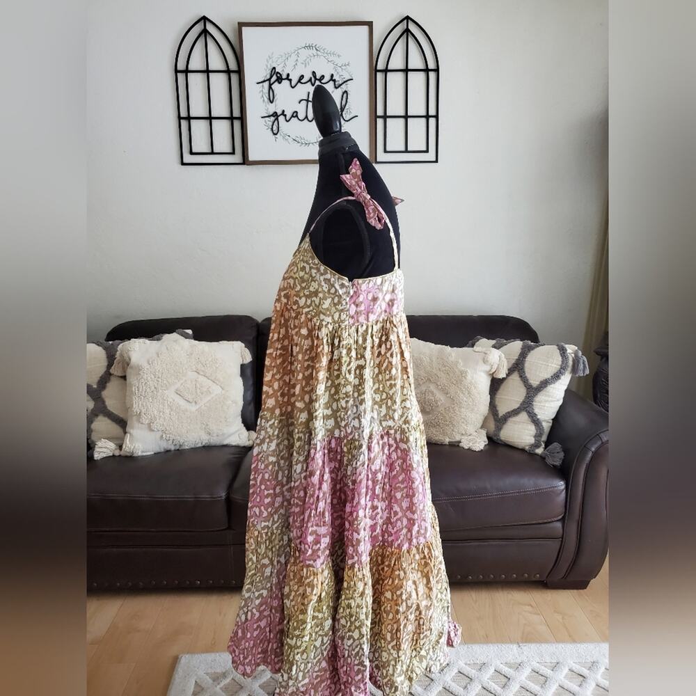 Juliet Dunn Tie Dye 70's Leopard Print Midi Sundress Boho Chic Size 3 US 8/10 - Picture 8 of 15